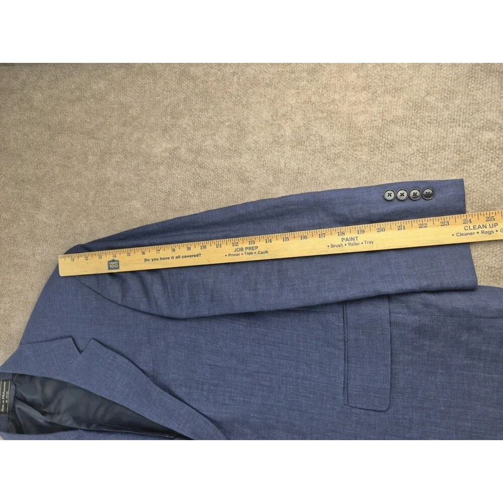 Haspel Sport Coat Men Sz 38 Short  100% Linen Navy Blue Semi Lined Jacket Summer